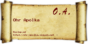 Ohr Apolka névjegykártya